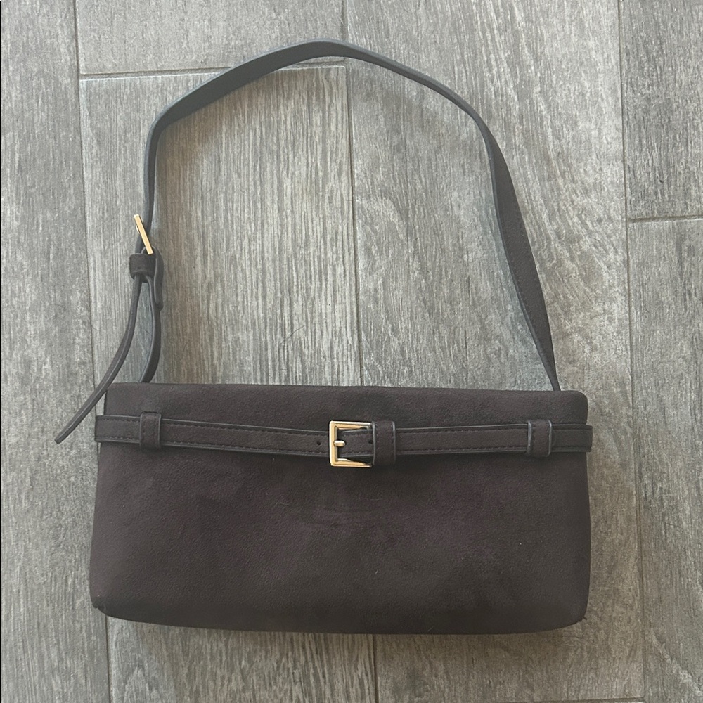 Abercrombie Brown Suede Belted Shoulder Bag
